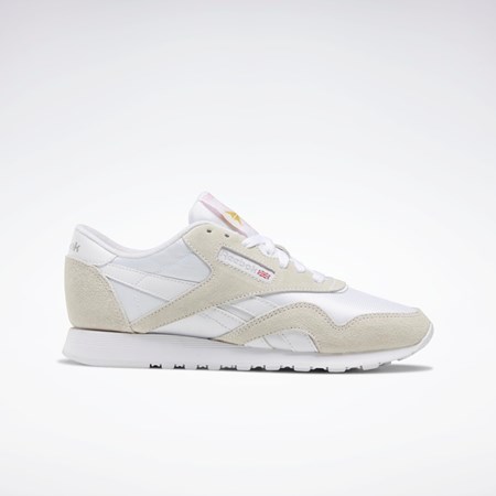 Reebok Classic Nylon Shoes Blancas Blancas Gris Claro | 80ETPWGUQ