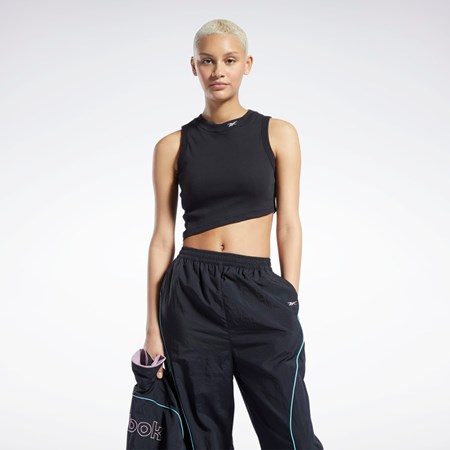 Reebok Classics Cropped Acanalado Tank Top Negras | 61AZUDLPH