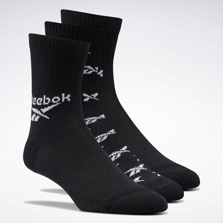 Reebok Classics Fold-Over Crew Socks 3 Pairs Negras | 54BRAOXTH