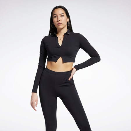 Reebok Classics Long Sleeve Polo Top Negras | 61TYHCNUL