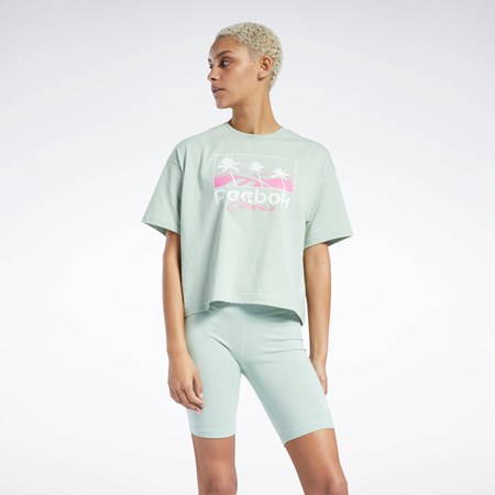 Reebok Classics Summer Estampadas T-Shirt Verde Menta | 95AJDSZMY