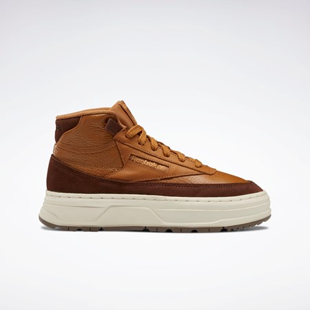 Reebok Club C Geo Mid Shoes Marrones Marrones Beige | 41DNTRMQS