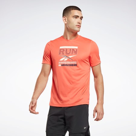 Reebok Correr Estampadas T-Shirt Naranjas | 76SWINDMO