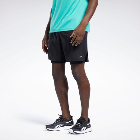 Reebok Correr Two-in-One Shorts Negras | 08MEBPOJK