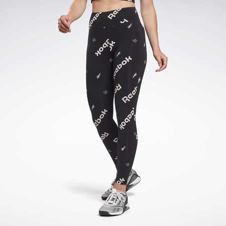 Reebok Identity Algodon Printed Leggings Negras | 21HJZGNUX