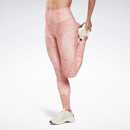 Reebok Les Mills® Lux Bold High-Waisted Printed Tights Coral | 60IMCZPRA