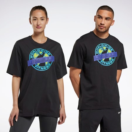 Reebok Les Mills® Oversized Estampadas T-Shirt Negras | 06DVTOKLS