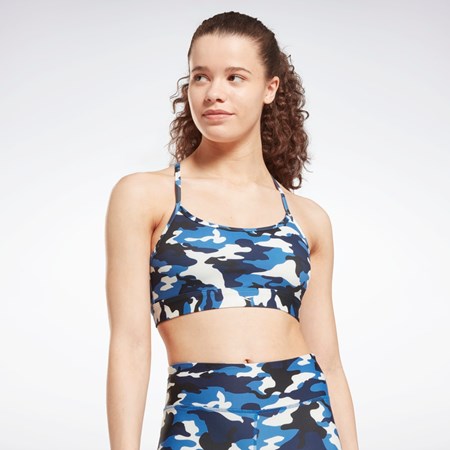 Reebok Lux Flaco Correa Camo Print Sports Bra Azules | 45CMWKQIL
