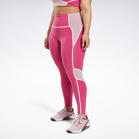 Reebok Lux High-Waisted Colorblock Tights (Plus Size) Rosas | 09NJISGEW