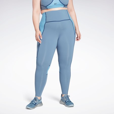 Reebok Lux High-Waisted Colorblock Tights (Plus Size) Azules | 45CIYXAGS
