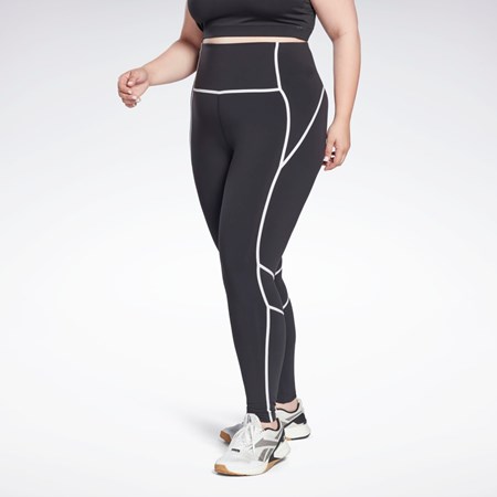 Reebok Lux High-Waisted Colorblock Tights (Plus Size) Negras | 69EHLDNCF