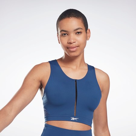 Reebok Lux Perform Crop Top Azules | 93JOKHXWQ