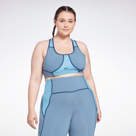 Reebok Lux Racer Acolchado Colorblocked Bra (Plus Size) Azules | 92HGCOZVF