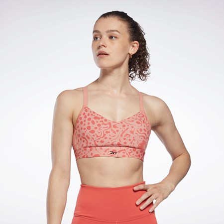 Reebok Lux Tiras Modern Safari Print Sports Bra Coral | 67IKEPYNV