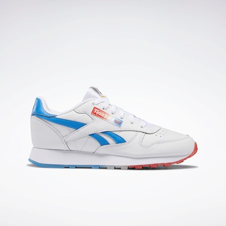 Reebok Popsicle Classic Leather Shoes - Grade School Blancas Azules Rojas | 46SMLHWNC