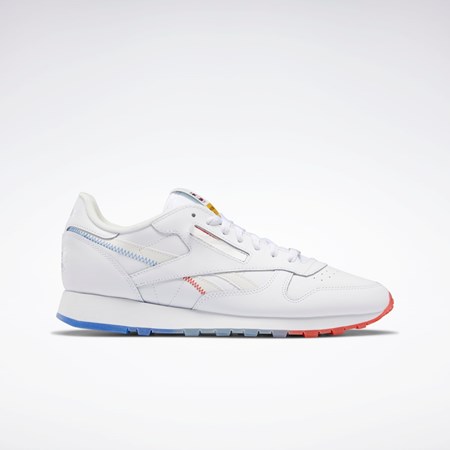 Reebok Popsicle Classic Leather Shoes Blancas Azules Rojas | 40XUSBQWY
