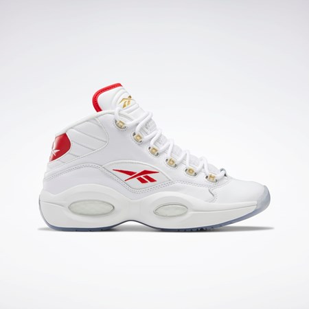 Reebok Question Mid Basketball Shoes Blancas Blancas Rojas | 46BAFDLSH
