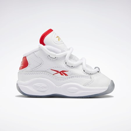 Reebok Question Mid Shoes - Toddler Blancas Rojas Blancas | 18LYTJMFQ