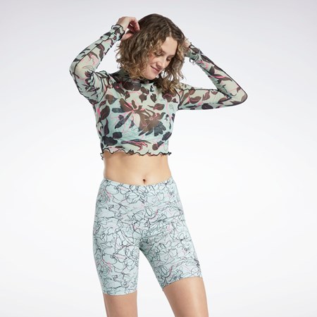 Reebok Reebok Classics Flourishing Floral Print Mesh Long Sleeve Shirt Verde Menta | 26LWQNGTU