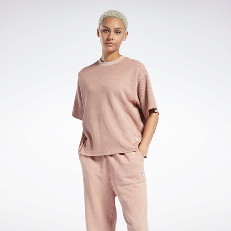 Reebok Reebok Classics Natural Dye Waffle T-Shirt Coral | 45EOSLGWH