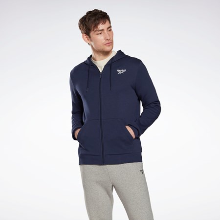 Reebok Reebok Identity Fleece Zip-Up Hoodie Azul Marino | 89PIBHYDZ