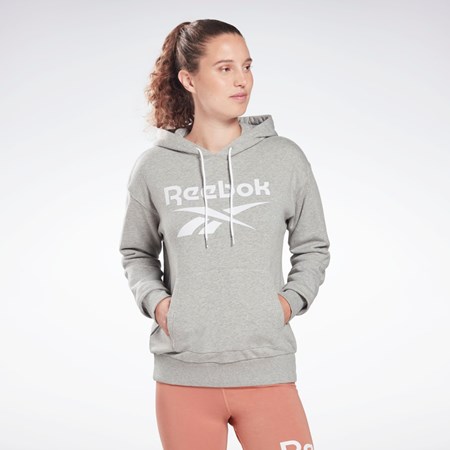 Reebok Reebok Identity Logo French Terry Hoodie Gris Blancas Blancas | 05QKEGSBD