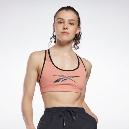 Reebok Reebok Lux Vector Racer Sports Bra Coral | 15JEFAKUQ