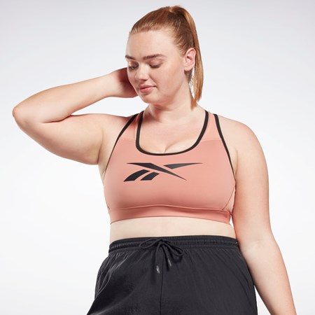 Reebok Reebok Lux Vector Racer Sports Bra (Plus Size) Coral | 23PRFHCSY