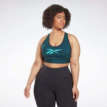 Reebok Reebok Lux Vector Racer Sports Bra (Plus Size) Verde | 75FGELROB