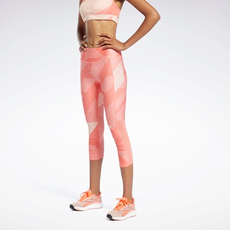 Reebok Run Essentials Allover Print 3/4 Leggings Coral | 84OECQSRT