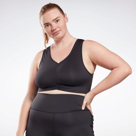 Reebok Studio Ruched Cropped Tank Top (Plus Size) Negras | 03DWOBUJE