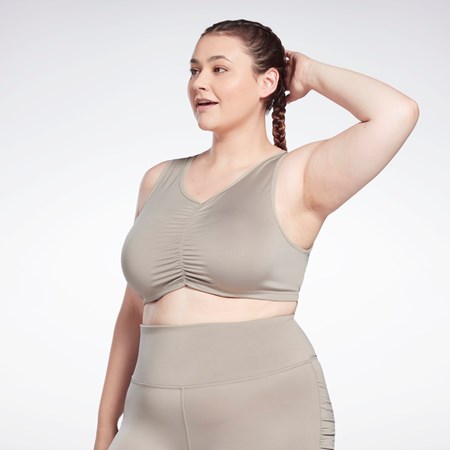 Reebok Studio Ruched Cropped Tank Top (Plus Size) Gris | 09UIMYBCV