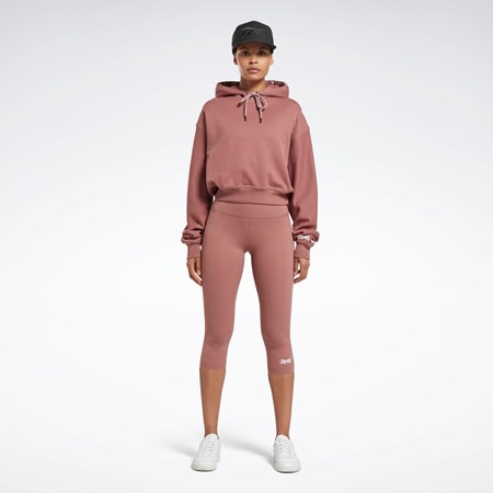 Reebok Victoria Beckham Crop Logo Hoodie Parched Earth | 93ZSLQEIG