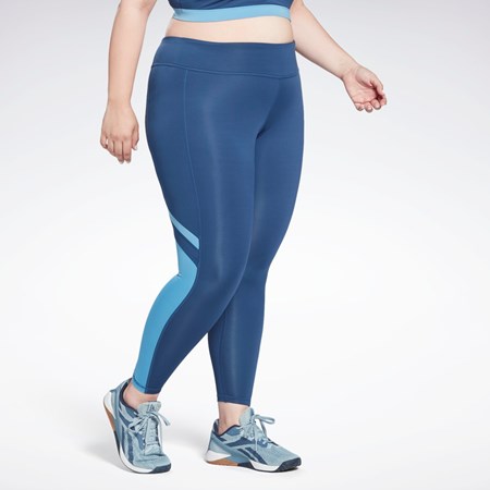 Reebok Workout Ready Mesh Leggings (Plus Size) Azules | 67IWESCGO