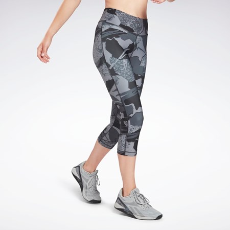 Reebok Workout Ready Printed Capri Negras | 14QNFMDXU