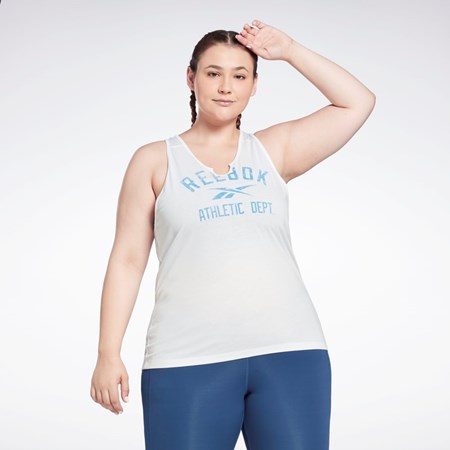 Reebok Workout Ready Supremium Big Logo Tank Top (Plus Size) Blancas | 87ZKJOTDN